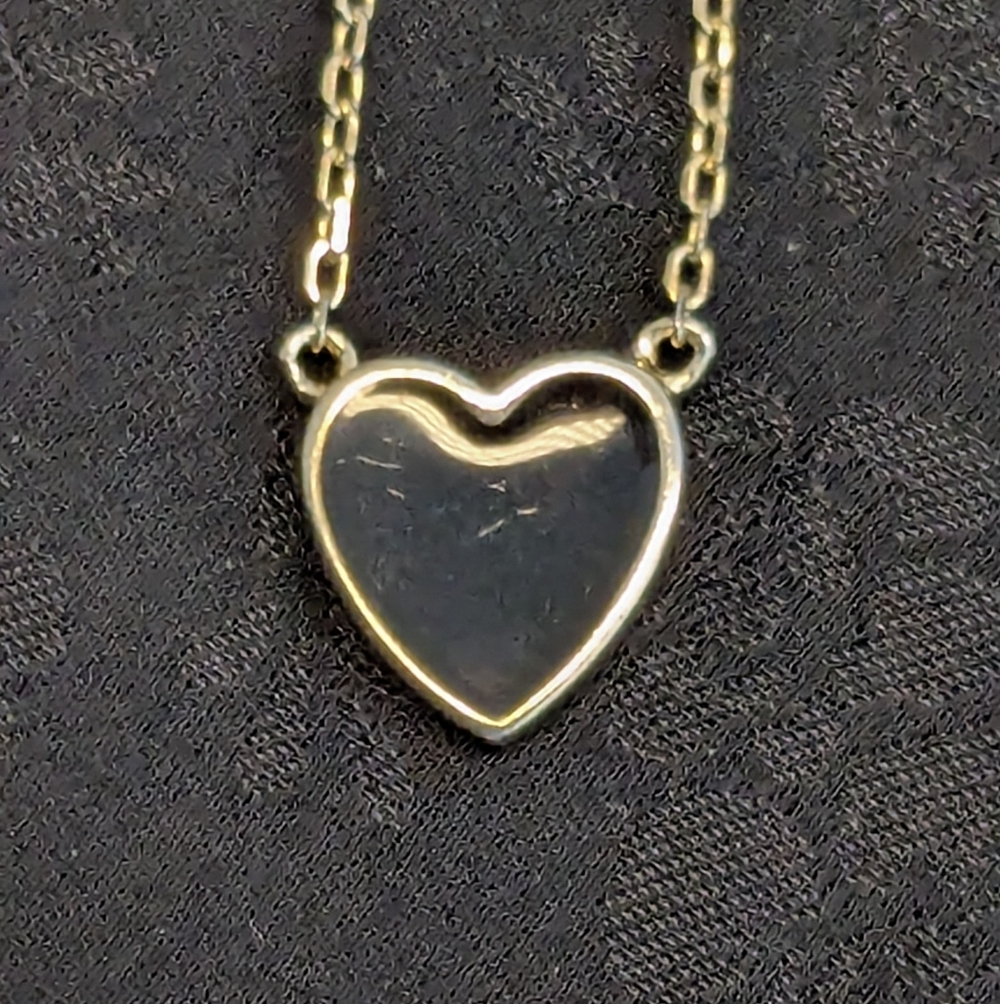 Black Enamel Gold Plated 925 Sterling Silver Heart Pendant Necklace - Picture 2 of 9